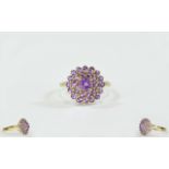 9ct Gold Amethyst Cluster Ring