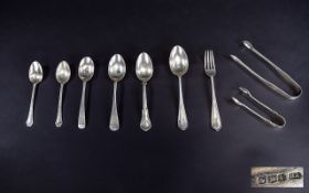 A Collection of Antique Silver Flatware, Includes a Georgian III Pair of Sugar Nips. Marked S.A. 7