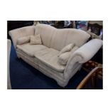 Two Seater Sofa Generous two seater sofa upholstered in cream floral jacquard fabric with pale pink