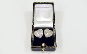 Pair Of 9ct Gold Diamond Set Earrings,