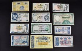 A Collection of Scottish Five Pound Notes, Starting at 1942 - 1980's, Est £50 Pounds Face Value.