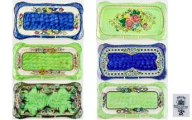 A Good Collection of Maling Art Deco Period Hand Painted Lustre Dressing Table Trays ( 6 ) In Total.