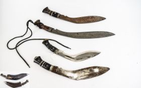 Nepalese - Collection of Vintage and Antique Military Kukris ( 4 ) In Total, 2 With Sheaf's/