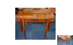 A Pair Of Console Tables Two walnut veneer D ends/console tables that may be converted to a dining