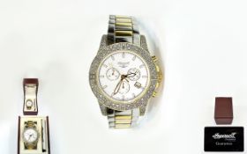 Ingersoll - Diamond Set Quartz Gents Steel and Gilt Chronograph Wrist Watch,