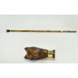 Antique Cats Head Topped Walking Stick / Cane.