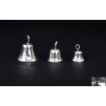 A Vintage Set of 3 Miniature Silver Bells In Graduated Form,