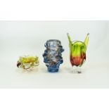 A Collection of 1960's Murano Art Studio Glass Vases ( 3 ) In Total.