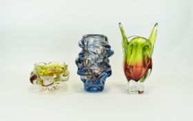 A Collection of 1960's Murano Art Studio Glass Vases ( 3 ) In Total.