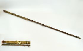 Vintage Fishing Rod 1950's Split Cane Salmon Rod with brass ferrules and cork handle.