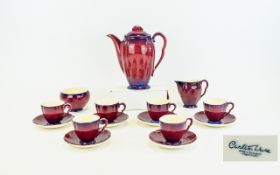 Carlton Ware Rouge Royale Floral Shaped Coffee Service Approx 9 items in total to include coffee