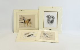 Sandra Leighton and Gill Evans Mounted Ltd Edition Prints ( 4 ) with a Gold Slip and Brass Plated