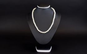 Cultured Pearl Necklace Modern pearl necklace with silver bead shaped clasp