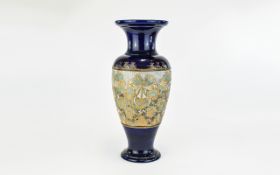 Royal Doulton Impressive and Large Chine Gilt Decorated Vase c1900 on cobalt blue ground.