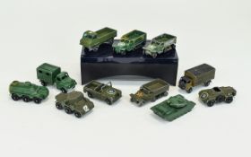 A Collection of Lesney Die Cast Metal Model Military Trucks - World War II And Tanks From The