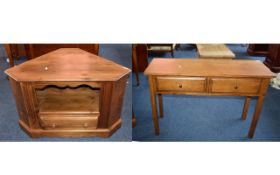 Laura Ashley Rustic Oak Console Table Rectangular table of plain form with two front drawers.