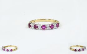 9ct Ruby And Diamond Eternity Ring Set With Alternating Round Cut Rubies And Diamonds,