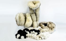 Collection Of Fox And Mink Accessories Eight items in total, to include, plush arctic fox scarf,