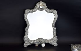 Victorian Period - Very Large and Impressive Embossed Silver Ladies Dressing Table Mirror.