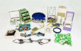 Mixed Lot Of Costume Jewellery Mostly Modern, Comprising Necklaces, Beads, Brooches, Wristwatches,
