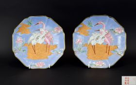 A Fine Pair of Mid 20th Century Japanese Shallow Dishes,