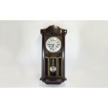 Large Dark Wood Wall Mounted Clock Rectangular reproduction wall mounted clock with silver tone
