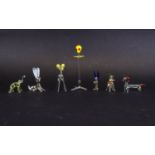 A Collection of Blown Glass and Colourful Animal Miniature Figures ( 7 ) In Total, From The 1950's /