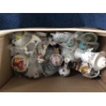 Box Of Assorted Decorative Ceramics.