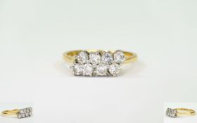 Ladies 18ct Gold Set Nice Quality Channel Set Diamond Ring, Set with Two Rows of Diamonds,