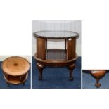 Antique Period Nice Quality Walnut Revolving Book Table, with Scalloped Edge Border,