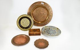 Collection Of Metal Plates And Decorative Boxes.