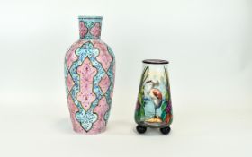 Antique - French Pink and Pale Blue Coloured Glass Vase.