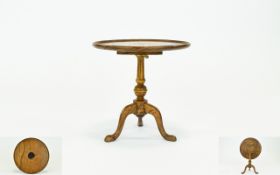 A Miniature Cabinet Makers Piece ' An Oak Tripod Table ' with Brass Inlay and Rosewood Inlay,