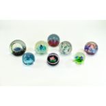 A Good Collection of Vintage and Named Glass Paperweights ( 8 ) In Total.