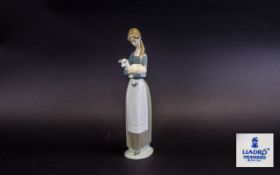 Lladro Figure ' Girl with Lamb ' Model No 4505. Issued 1969, Height 10.5 Inches. Mint Condition.