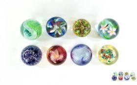 A Good Collection of Vintage and Named Glass Paperweights ( 8 ) In Total.