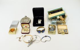 Mixed Collection Of Costume Jewellery Comprising Brooches, Stick Pins, Ladies Wristwatch,