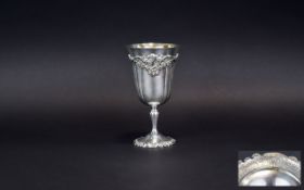 American 19th Century Baroque by Wallace - Very Fine Sterling Silver Repousse Water Goblet.