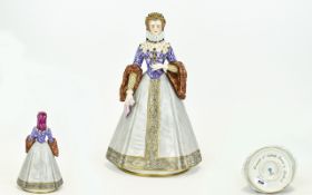 Sitzendorf - Rare and Large Impressive Hand Painted Porcelain Figurine ' Elizabeth D'Autriche ' Wife