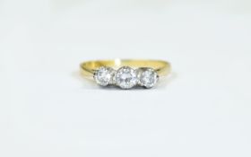 18ct Gold 3 Stone Diamond Set Ladies Ring. The Diamonds of Good Colour and Clarity.