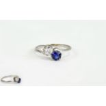 Art Deco Period 18ct White Gold Set Diamond and Sapphire Crossover Ring.