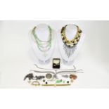 Collection Of Costume Jewellery Comprising Seiko Wristwatch, Brooches, Necklaces, Beads, Earrings,