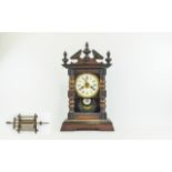 Junghang Late 19thC Carved Oak Cased Striking Pendulum Mantel Clock circa 1890 with 8 day movement.