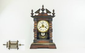 Junghang Late 19thC Carved Oak Cased Striking Pendulum Mantel Clock circa 1890 with 8 day movement.