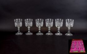 Italian Lead Crystal Wine Glasses Boxed set of six heavyweight cut crystal glasses approx height of