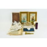 Assorted Collectables including jelly mould, old newspaper, pair of small pictures,