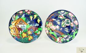 Maling - Fine Majolica Hand Painted Charger From The 1930's ' Watermill ' Design.