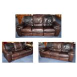 Reclining Three Seater Leather Sofa Plush leather sofa of generous proportions with left and right