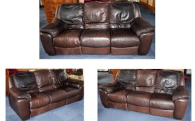 Reclining Three Seater Leather Sofa Plush leather sofa of generous proportions with left and right