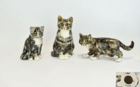 Winstanly - Early and Signed 1960's Quality Cat Figures with Glass Eyes ( 3 ) In Total.